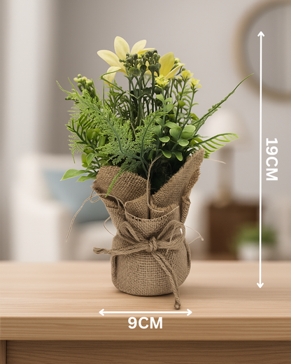 Cloth Bonsai Flower Plant in Burlap Sack Pot