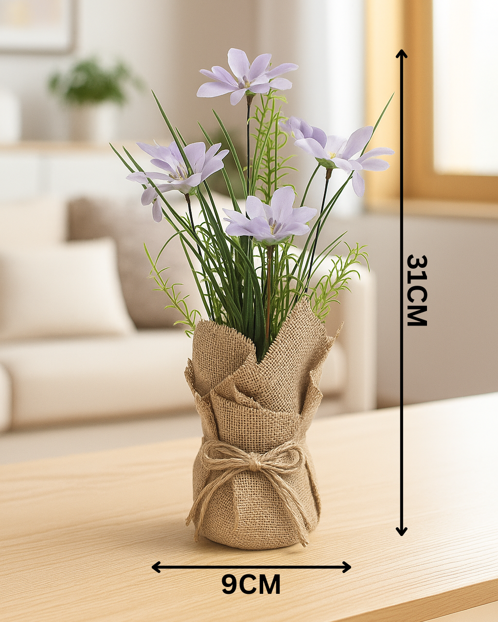 Cloth Wildflower Arrangement in Burlap Sack Pot
