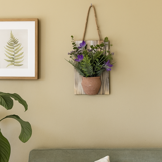 Plastic Hanging Bonsai on Wooden Plaque
