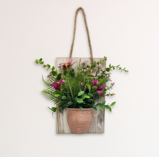 Plastic Hanging Bonsai on Wooden Plaque