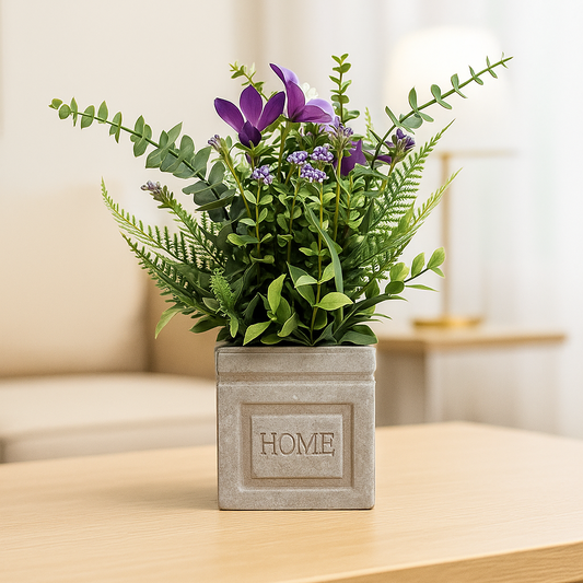 Cloth Flower Arrangement in Home Engraved Pulp Pot