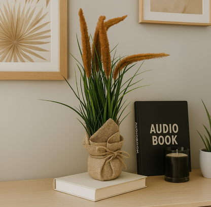 Artificial Foxtail Reed Grass in Burlap Sack