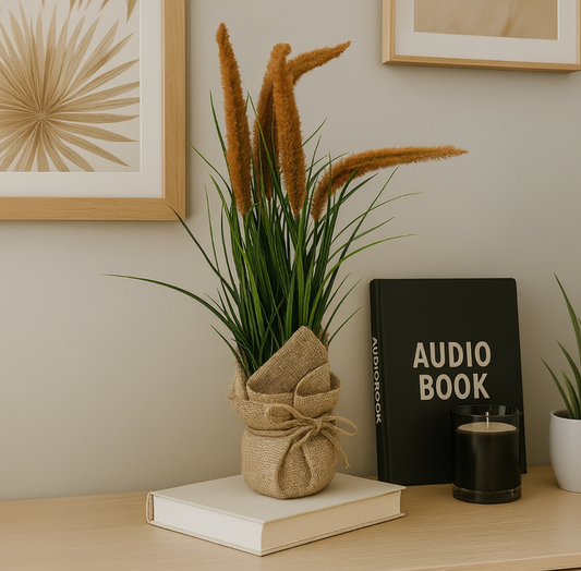 Artificial Foxtail Reed Grass in Burlap Sack