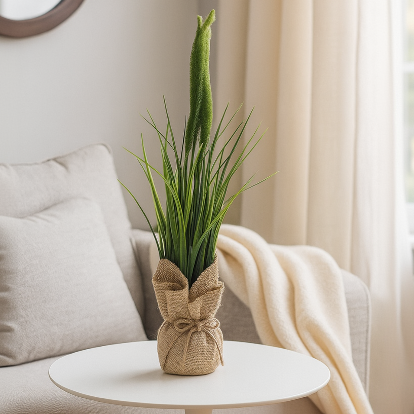 Artificial Foxtail Reed Grass in Burlap Sack