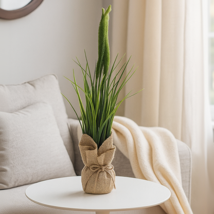 Artificial Foxtail Reed Grass in Burlap Sack