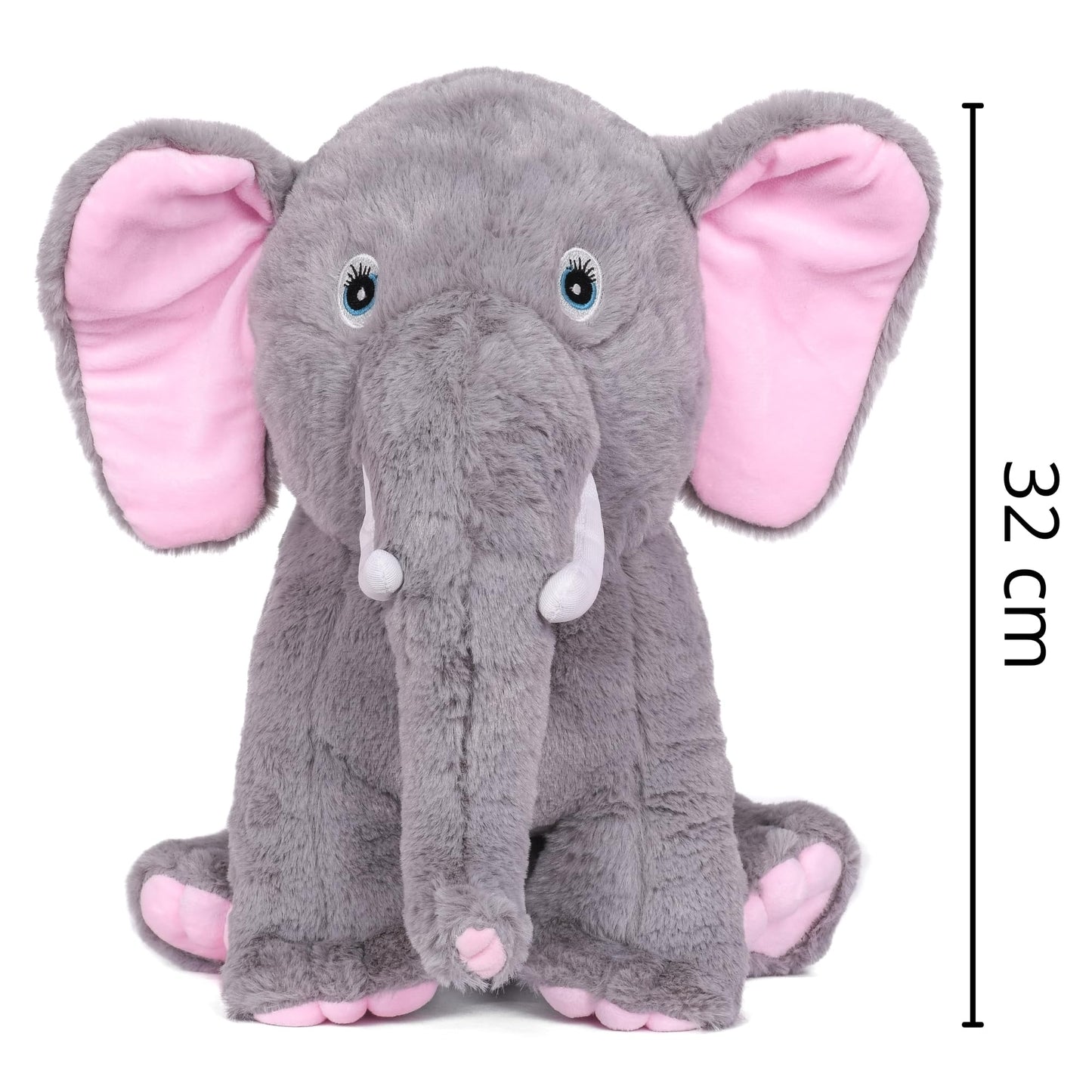 Mirada Jumbo-Eared Grey Elephant Plush Toy – 32cm