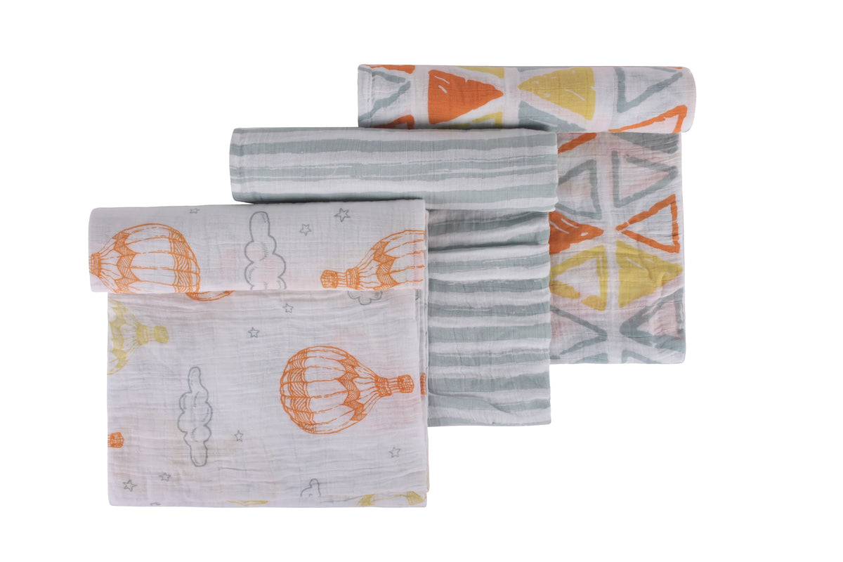 Muslin Swaddles – Set of 3 Hot Air Balloon