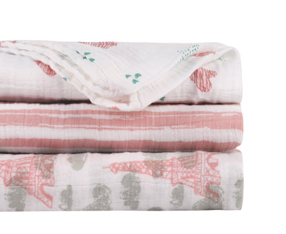 Abracadabra Eiffel Tower Muslin Swaddles – Set of 3