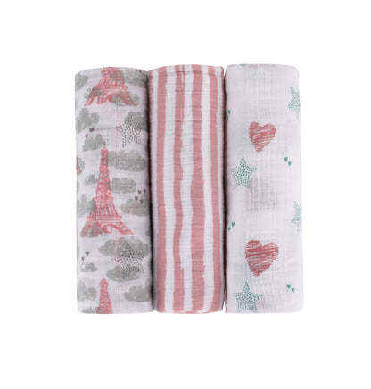 Abracadabra Eiffel Tower Muslin Swaddles – Set of 3