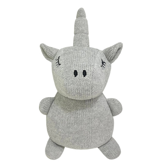 Unicorn Knitted Toy - Grey
