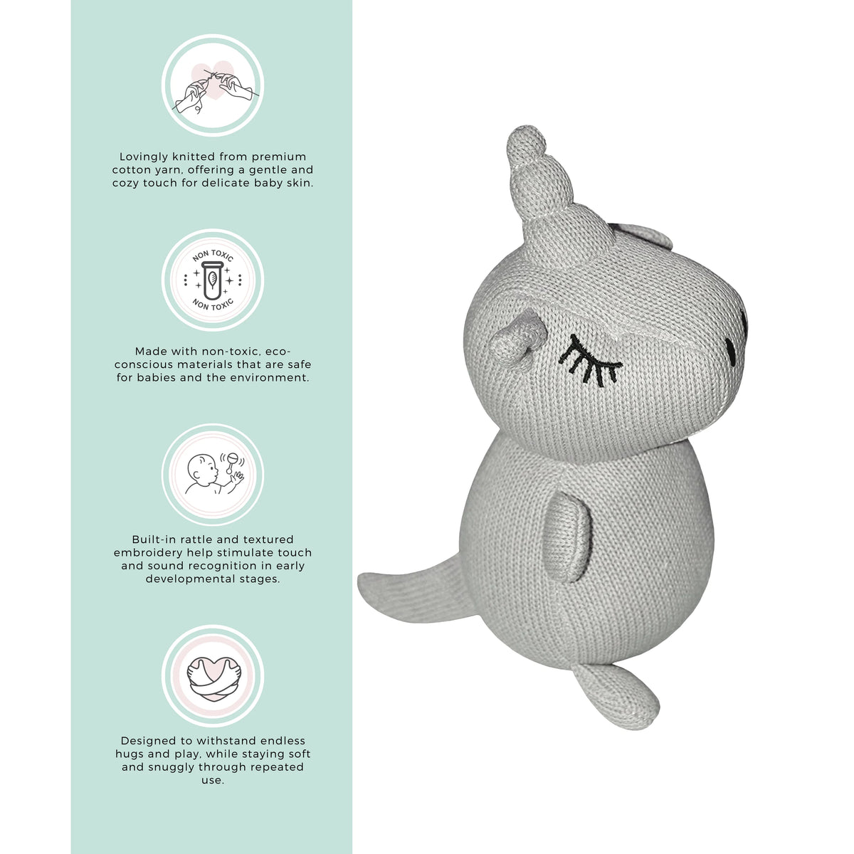 Unicorn Knitted Toy - Grey