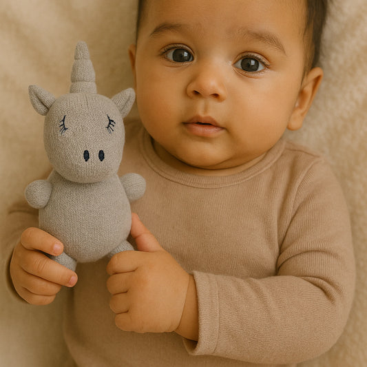 Unicorn Knitted Toy - Grey