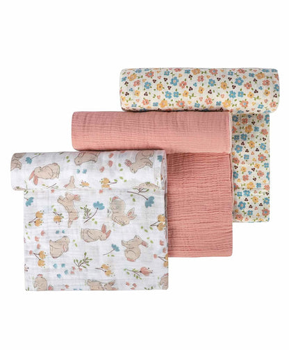 Muslin Swaddles – Set of 3 Bunny Garden