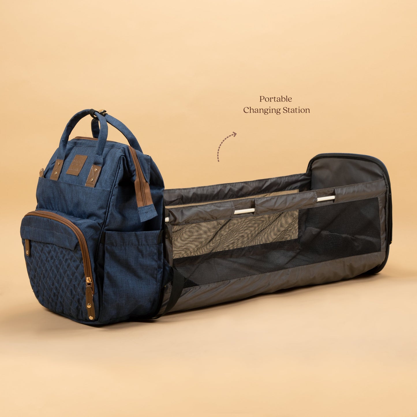 Abracadabra Elite Melange Twill Diaper Backpack – Navy Blue