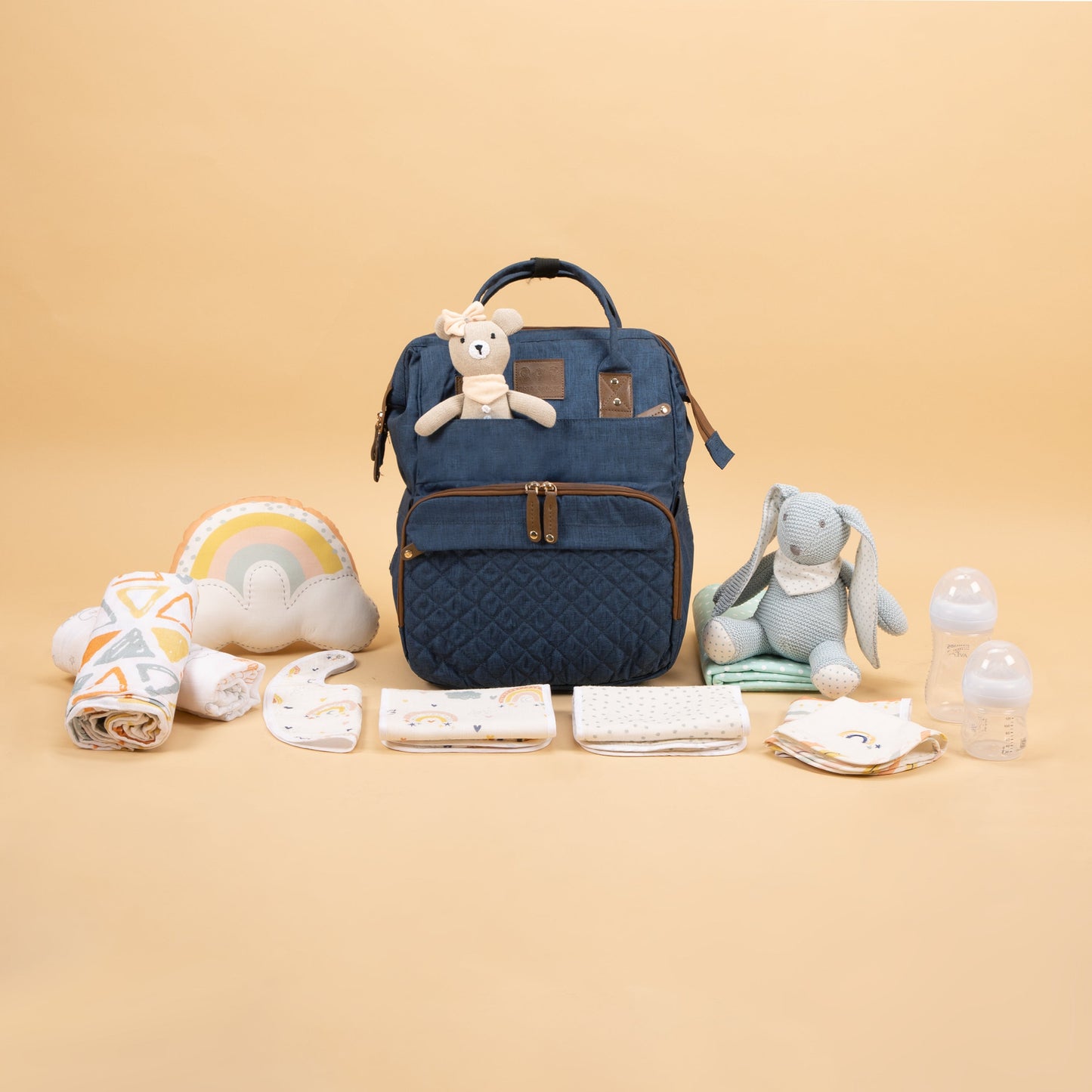 Abracadabra Elite Melange Twill Diaper Backpack – Navy Blue
