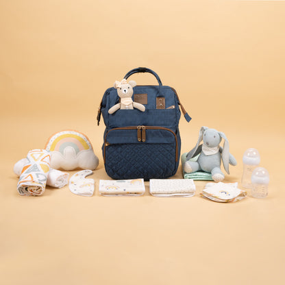 Abracadabra Elite Melange Twill Diaper Backpack – Navy Blue