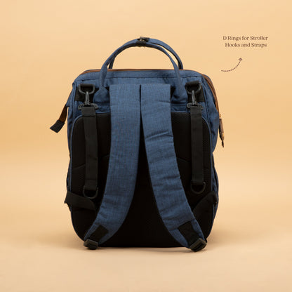 Abracadabra Elite Melange Twill Diaper Backpack – Navy Blue