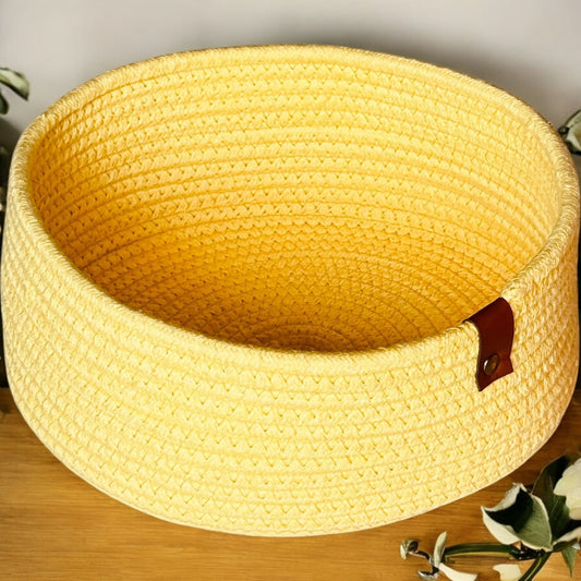Multicolor Cotton Rope Round Shelf Basket – (10×4 Inch)