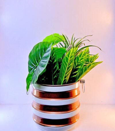 Bronze Concentric Band Pot – 13 Inch – Modern Decorative Planter