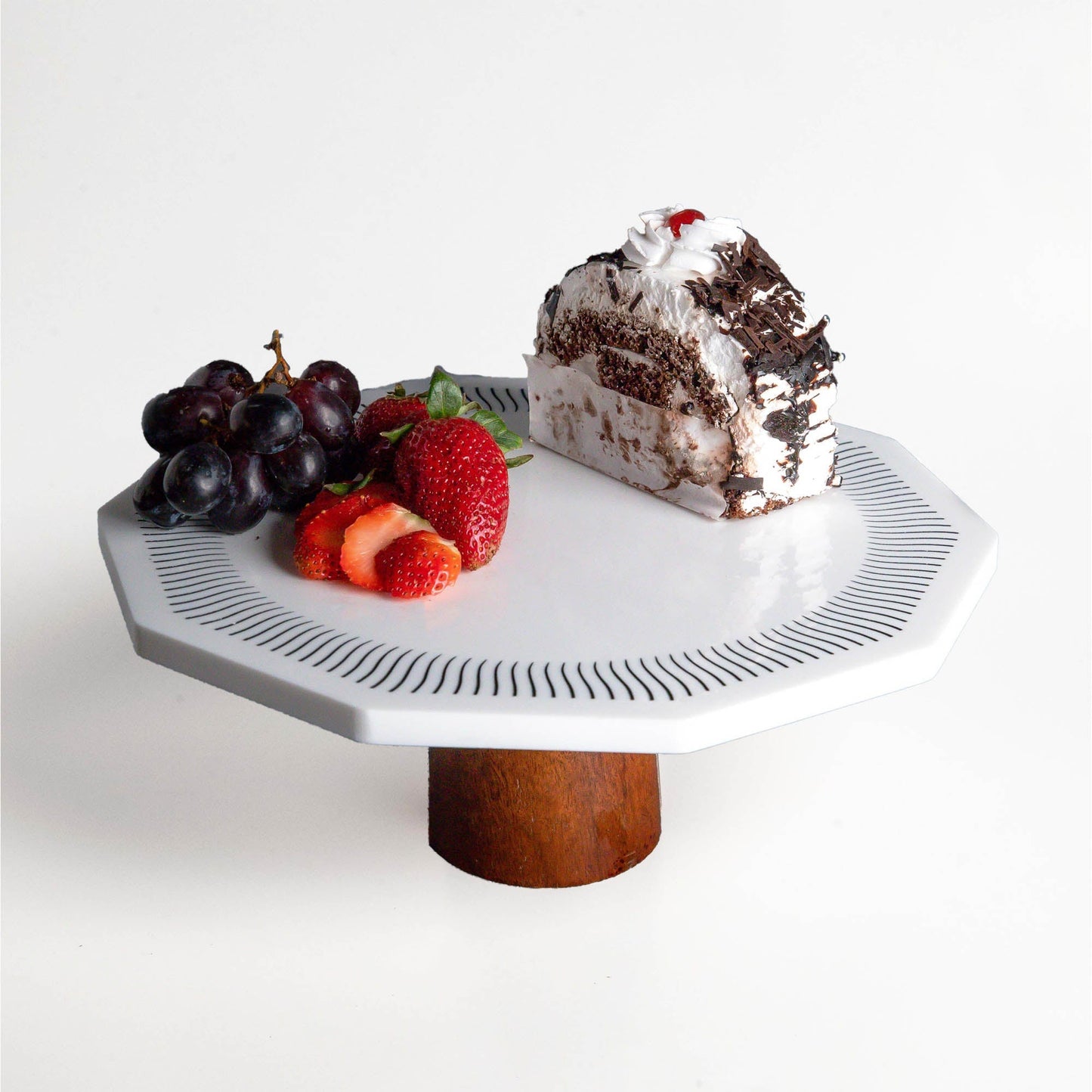 Christa Octagonal Marble & Wood Cake Stand