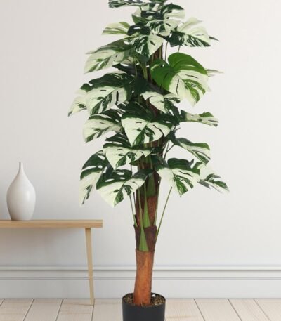 Faux Monstera White 47″ – Lifelike Artificial Monstera White Plant for Home & Office