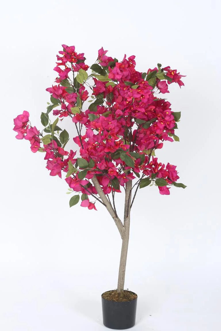 Artificial Bougainvillea Plant – 48″ Faux Pink Flowering Plant for Home And Office Decor