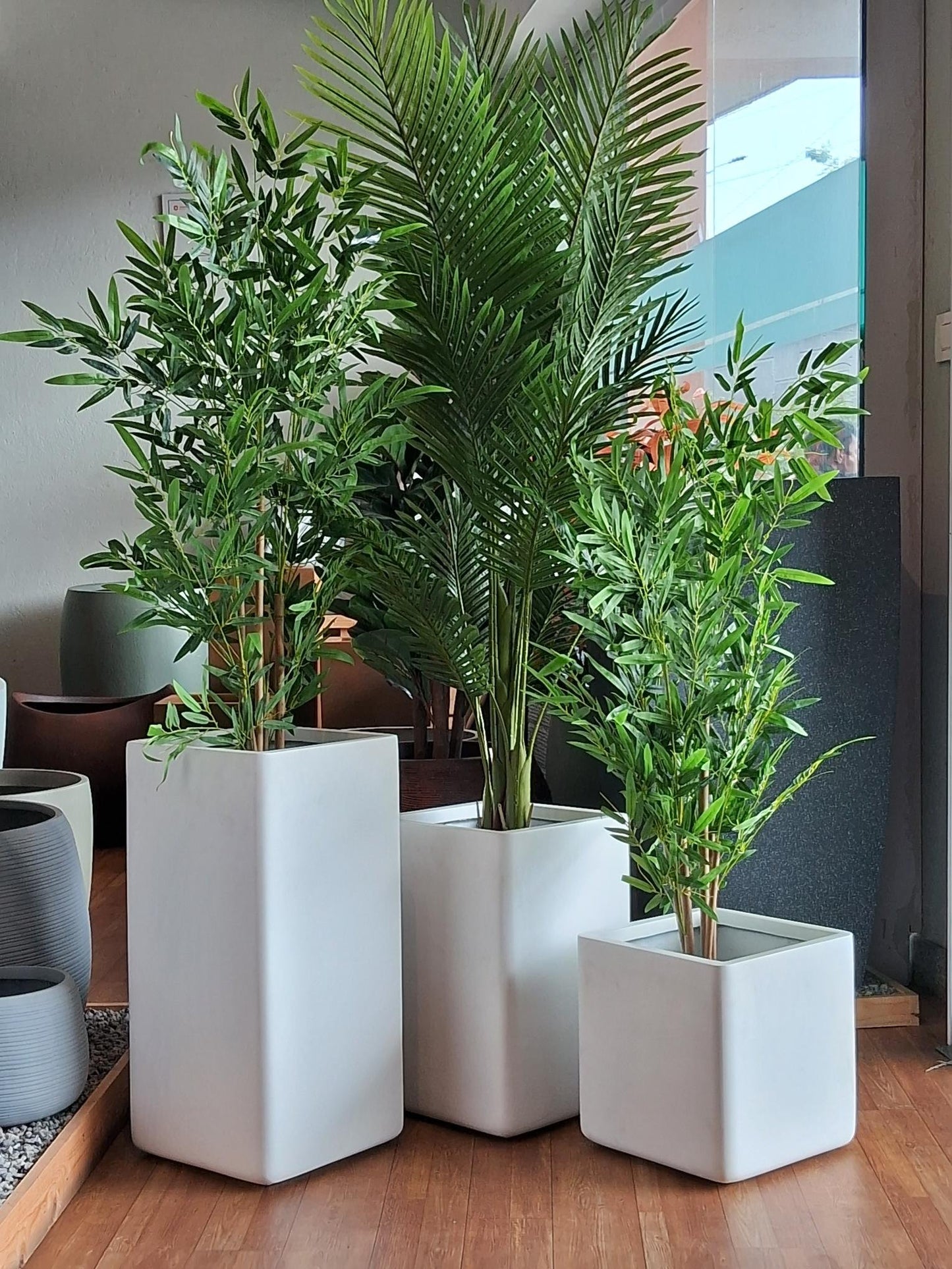 PARAMA Matte White Square Planters – Premium FRP Pots