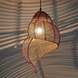 Handwoven Rattan Seashell Light – Coastal Boho Chic Pendant 12″ x 16″