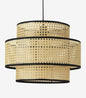 Caned Rattan Pendant Light – Three-Tier Modern Geometric Lighting- 14″ x 16″