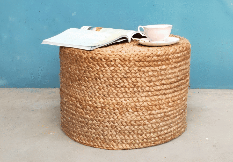 Jute Cotton Pouffe – Handwoven Natural Ottoman