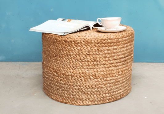 Jute Cotton Pouffe – Handwoven Natural Ottoman