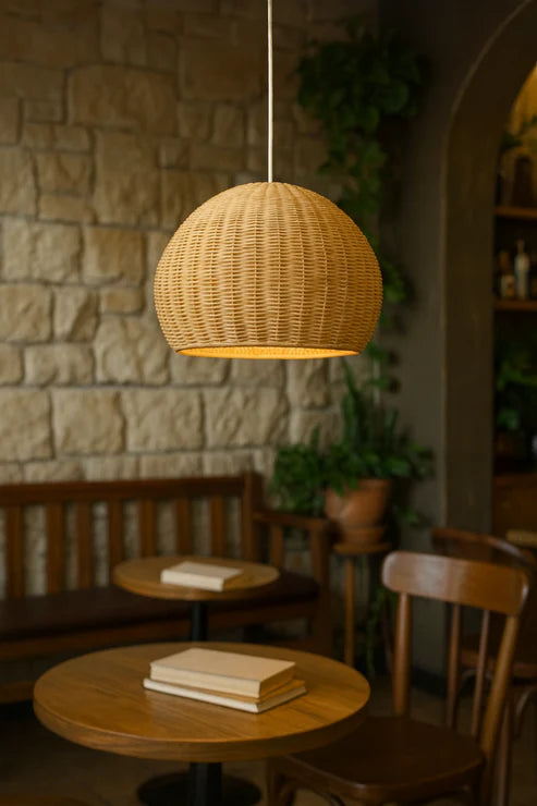 Handcrafted Bamboo Rattan Pendant Light Alecto