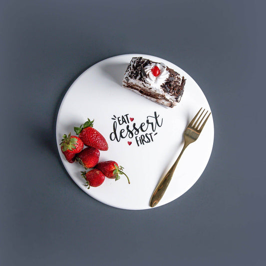 Cleo Man-Made Marble Dessert Server | Round White Marble Serving Plate