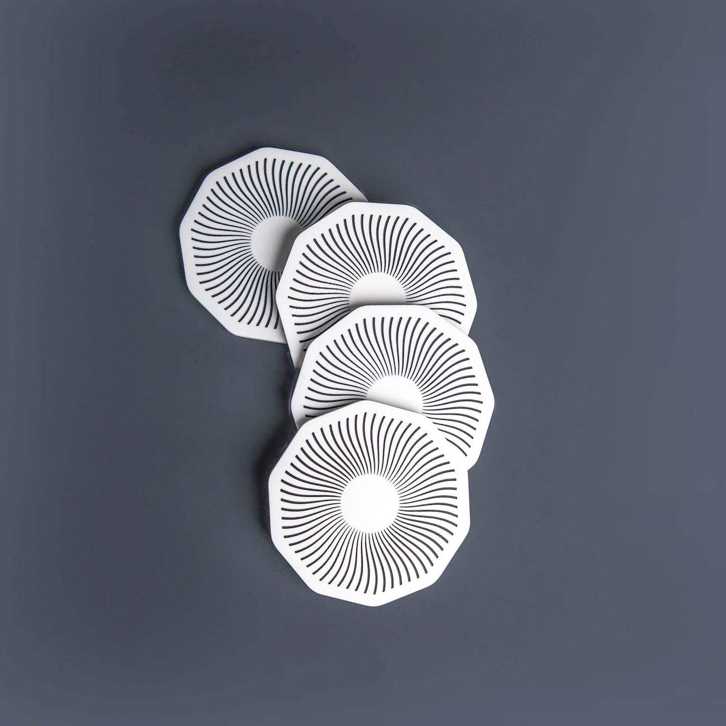 Connor Round White Man-Made Marble Coaster Set of 4