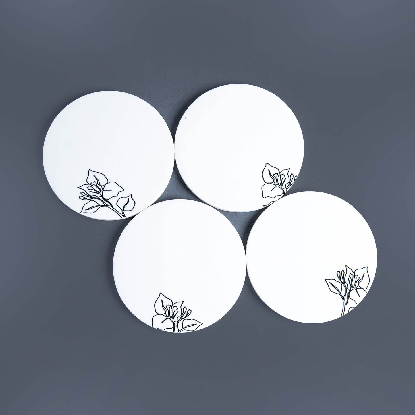 Calla Square White Man-Made Marble Coaster Set of 4