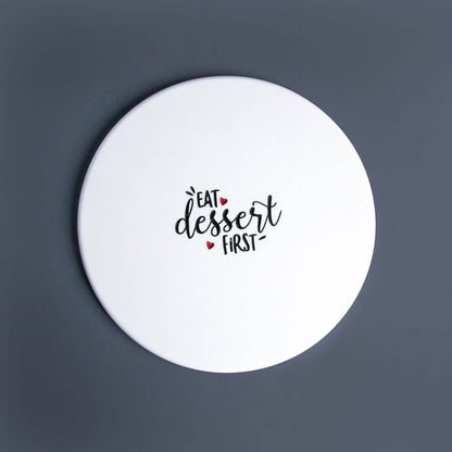 Cleo Round White Man-Made Marble Dessert Server