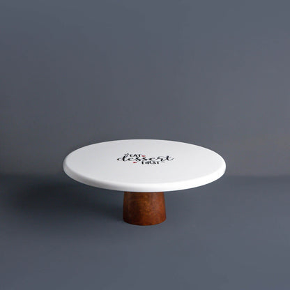 Candace Round White Man-Made Marble Cake Stand