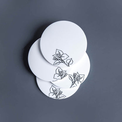 Calla Square White Man-Made Marble Coaster Set of 4