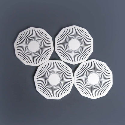 Connor Round White Man-Made Marble Coaster Set of 4
