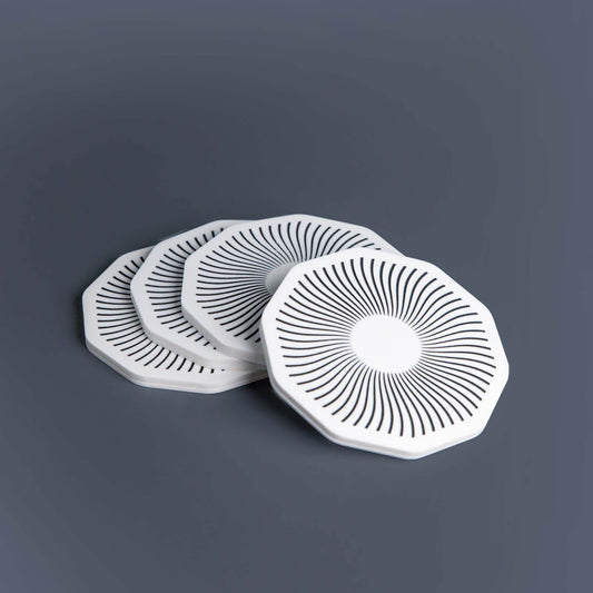 Connor Man-Made Marble Coaster | Round White Marble Effect | Set of 4