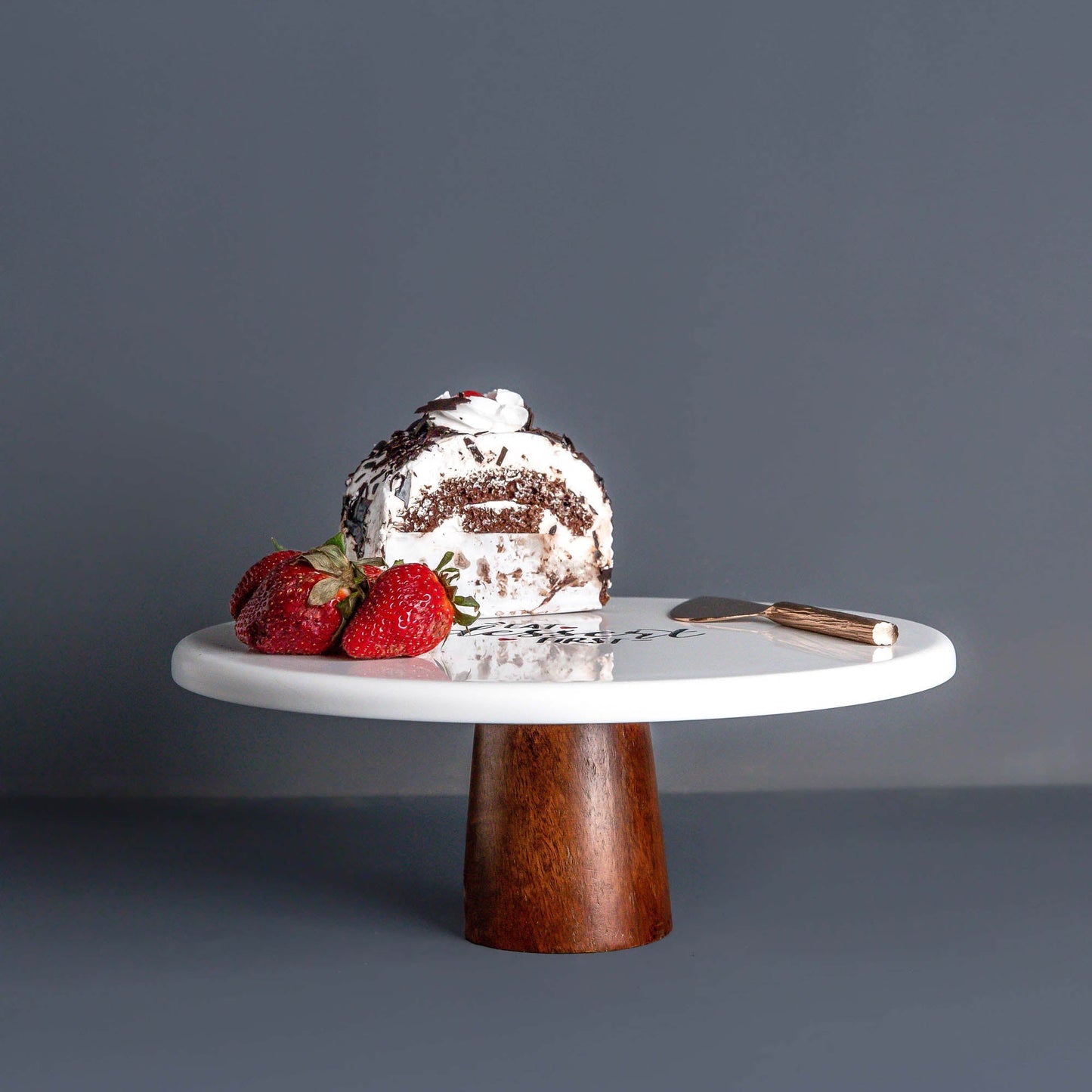 Candace Round White Man-Made Marble Cake Stand