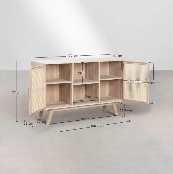 Aaheli Handmade Rattan Wood Sideboard for Living Room