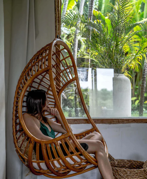 Adah Handcrafted Bamboo Cane Swing Chair