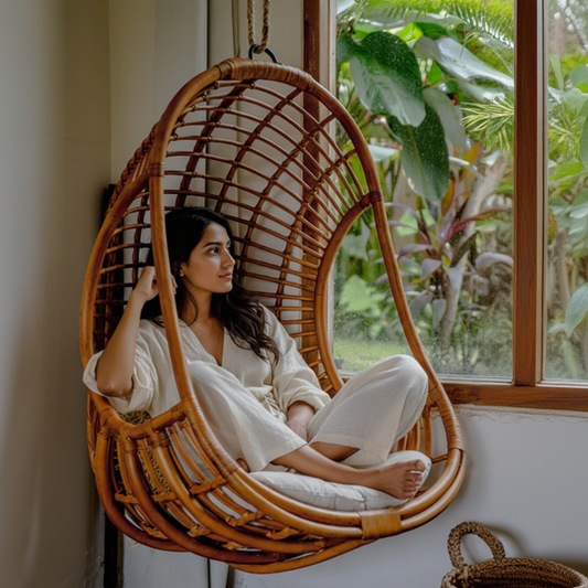 Adah Handcrafted Bamboo Cane Swing Chair
