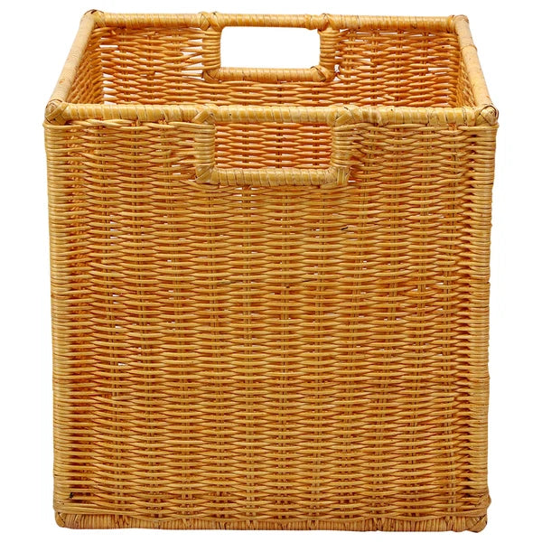 Aditya Handwoven Wicker & Teak Wood Wardrobe Basket