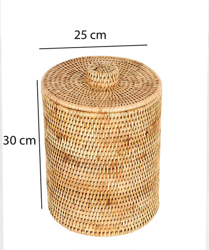 Akanksh Handwoven Rattan Laundry Basket with Lid