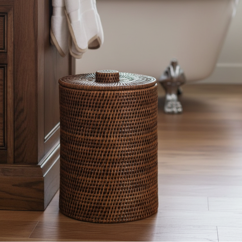 Akanksh Handwoven Rattan Laundry Basket with Lid
