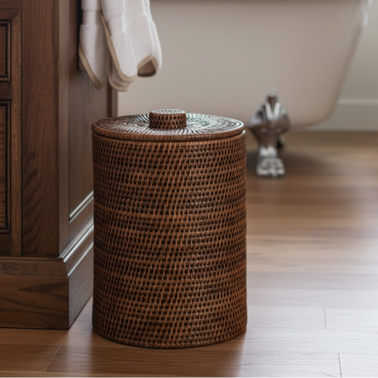 Akanksh Handwoven Rattan Laundry Basket with Lid