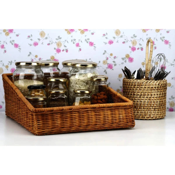 Akira Handwoven Wicker Kitchen & Countertop Storage Basket