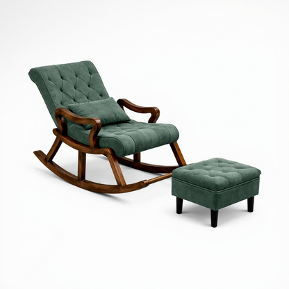 Albert Sheesham Wood Rocking Chair & Ottoman Set